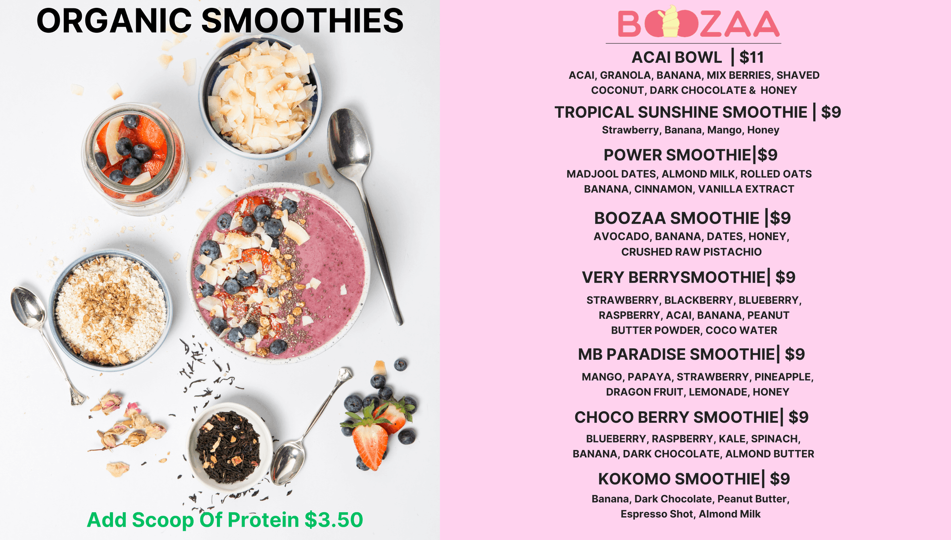 Organic Smoothies & Açaí Bowls